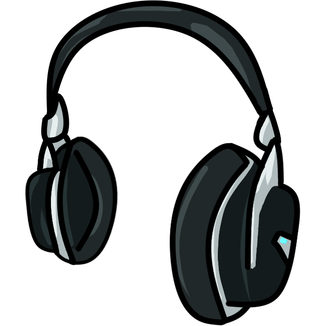 Gray headphones with silver accents and a small blue light on the muff to indicate they are powered on. The headphones are angled with one muff turning towards the screen and the other away.